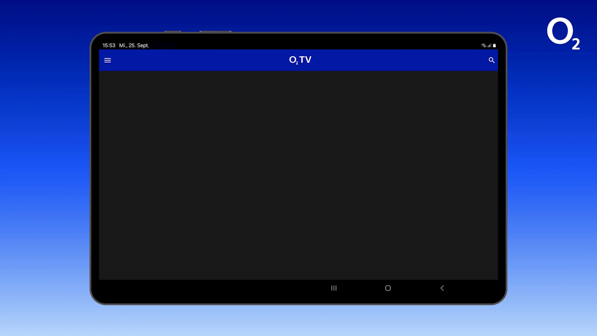 Startbildschirm der o2 TV App