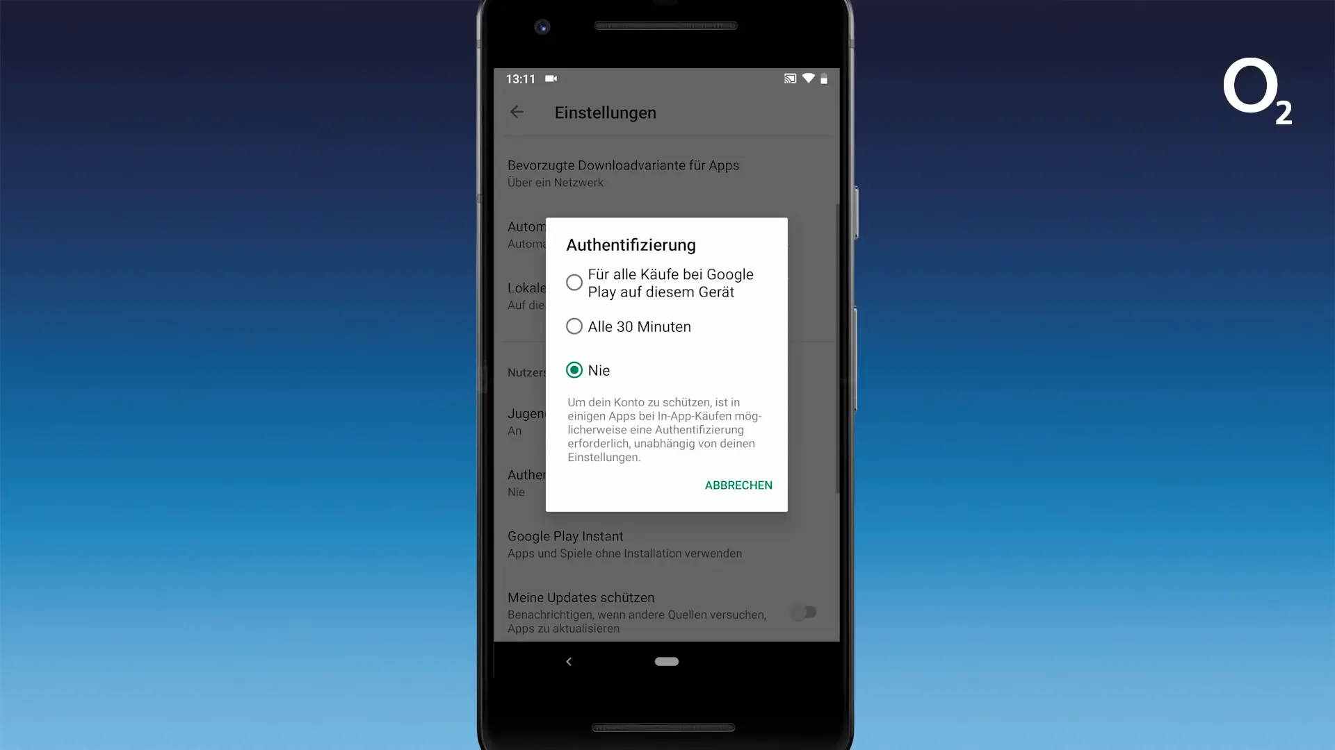 Einstellungen für unbeabsichtigte Käufe