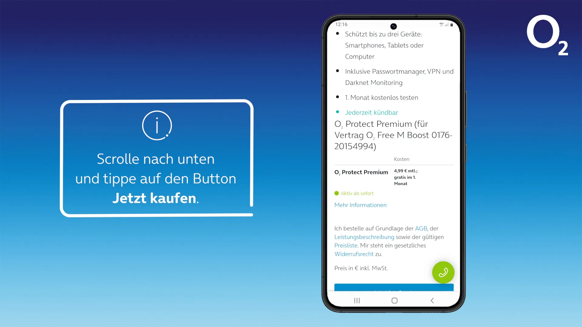 Details zum gewählten Paket