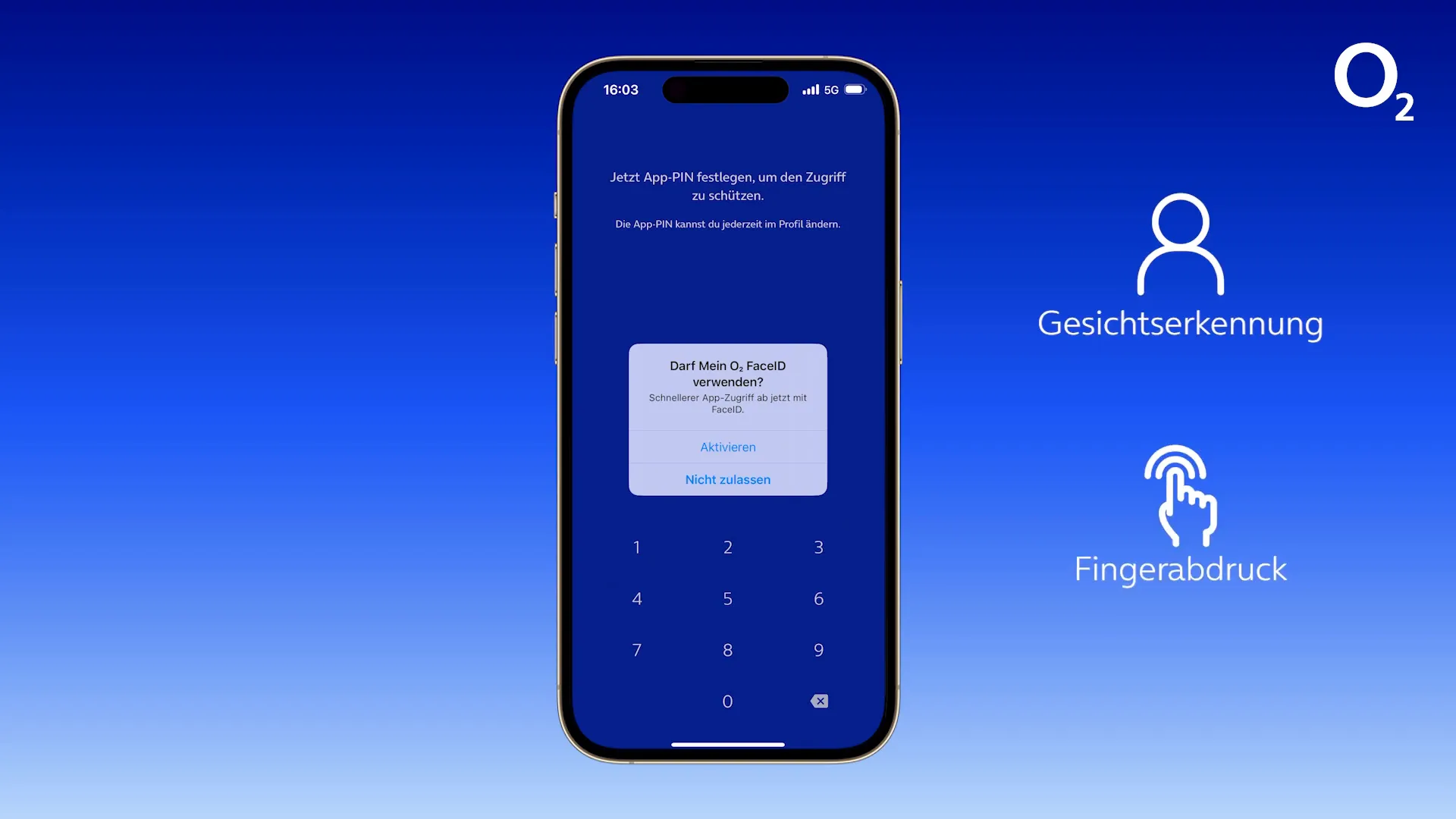 Option zur biometrischen Anmeldung in der Mein o2 App