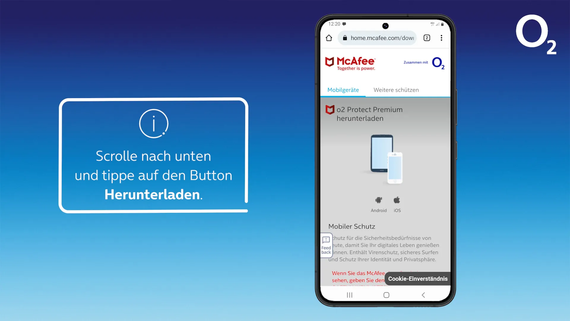 McAfee Portal mit Herunterladen Schaltfläche