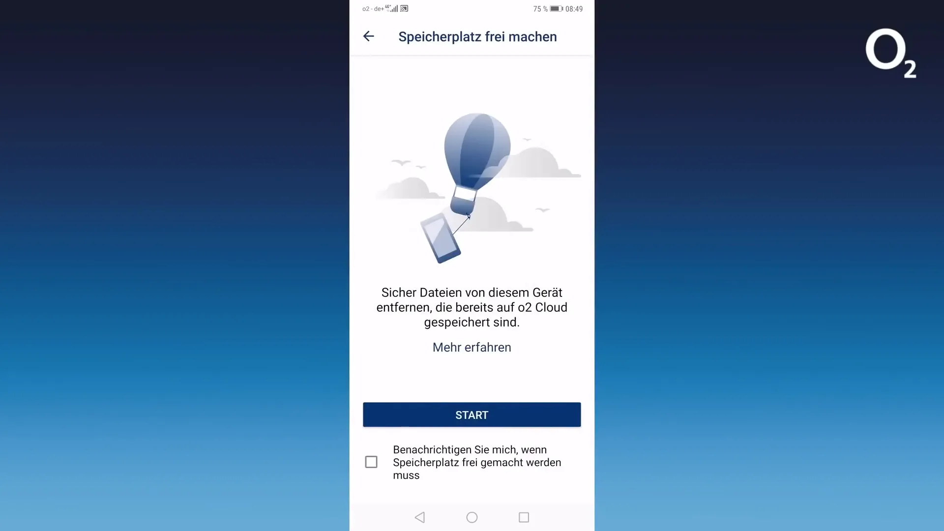 Speicher freigeben in der o2 Cloud