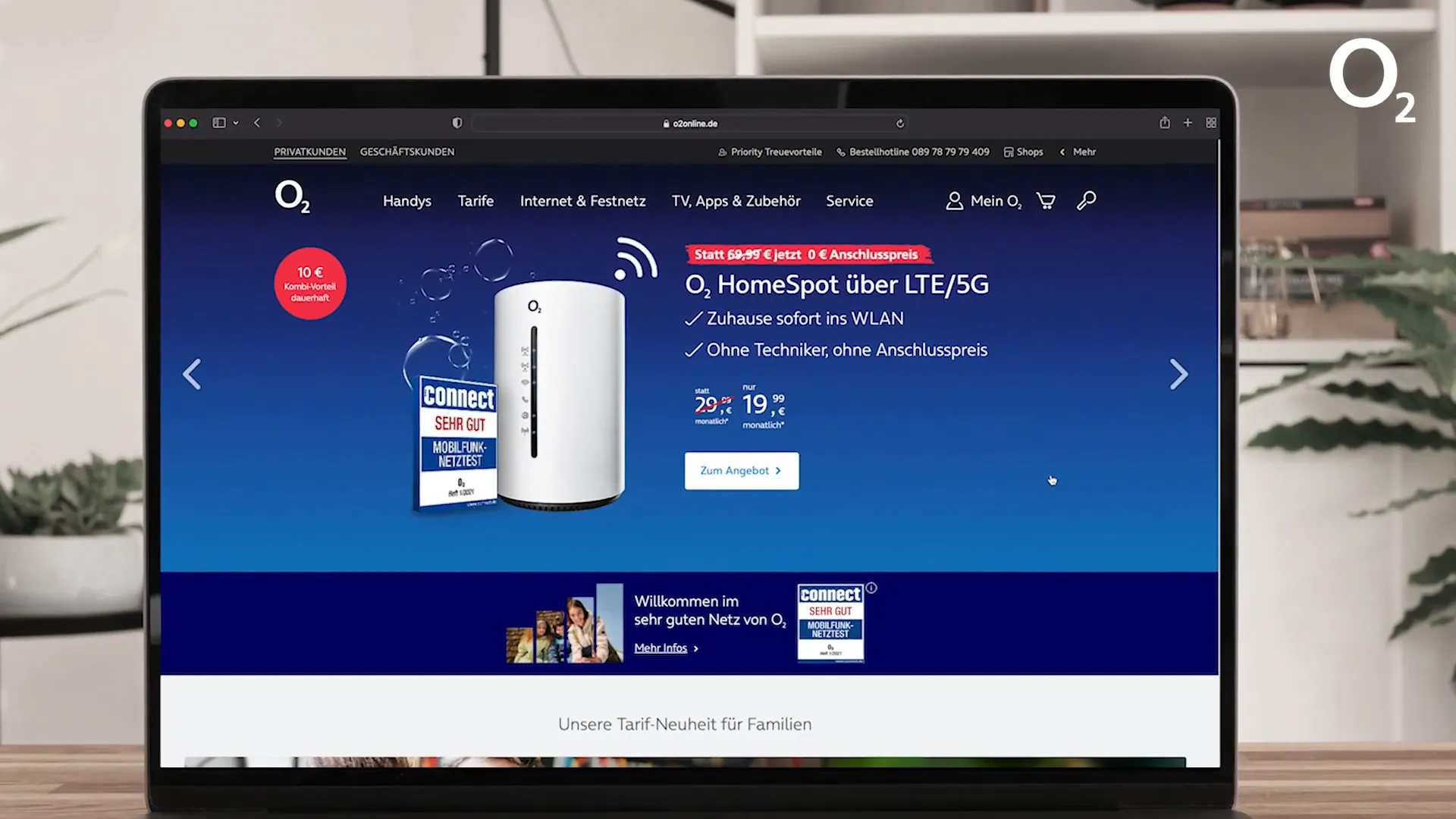 Webseite o2 aufrufen