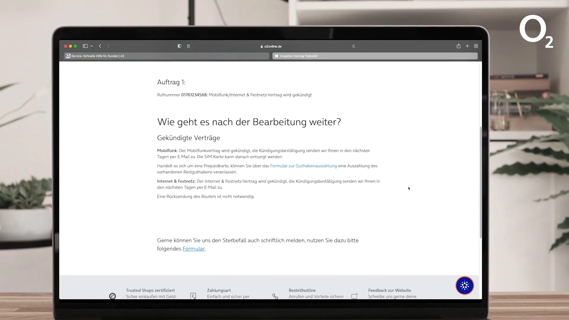 Bearbeitungsprozess nach dem Absenden