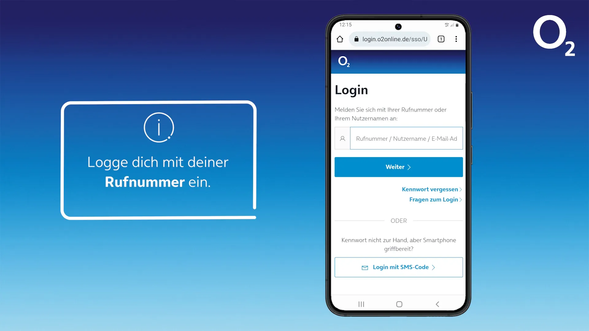 Login-Seite für o2 Protect
