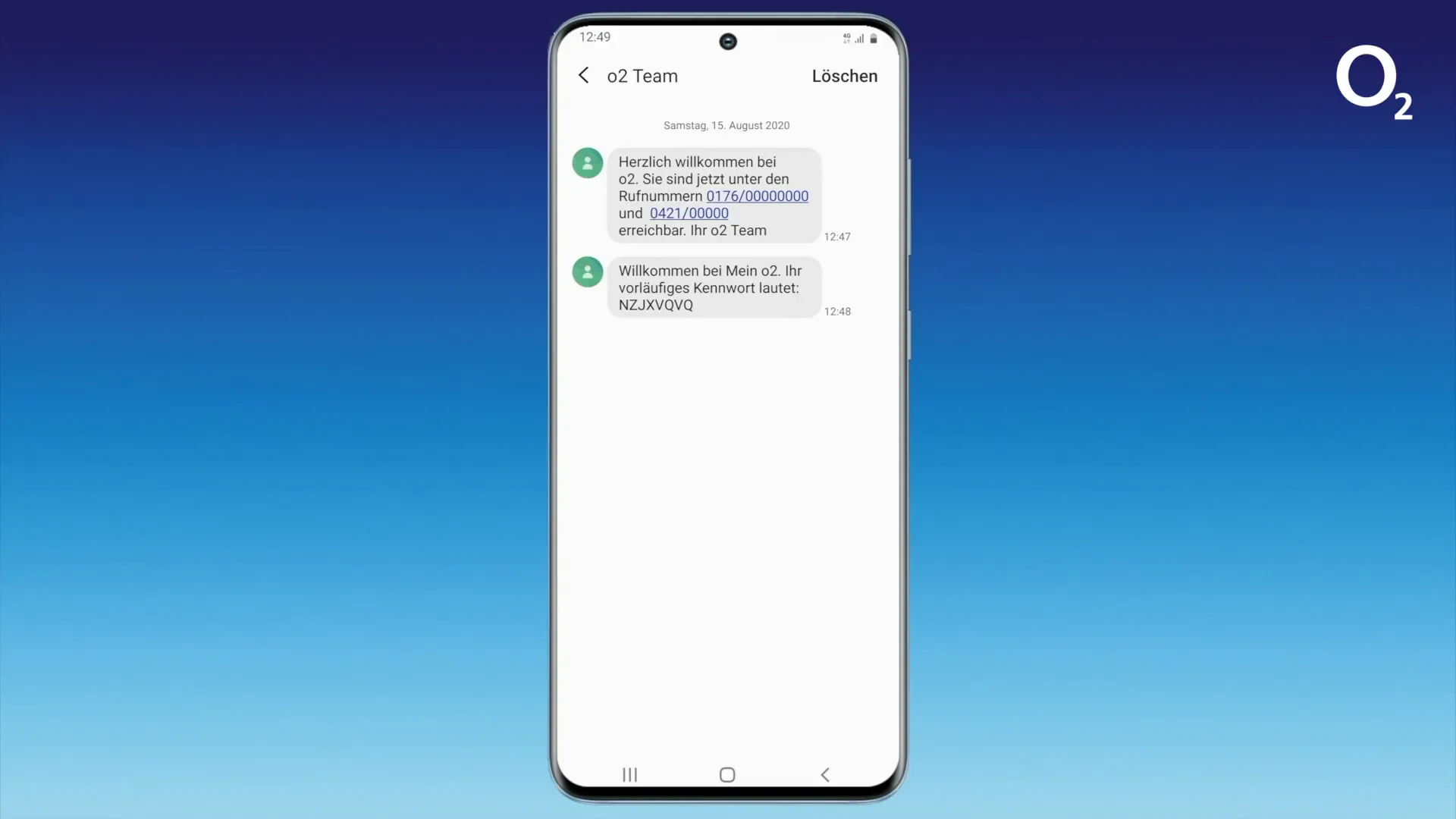Vorläufiges Kennwort in der SMS