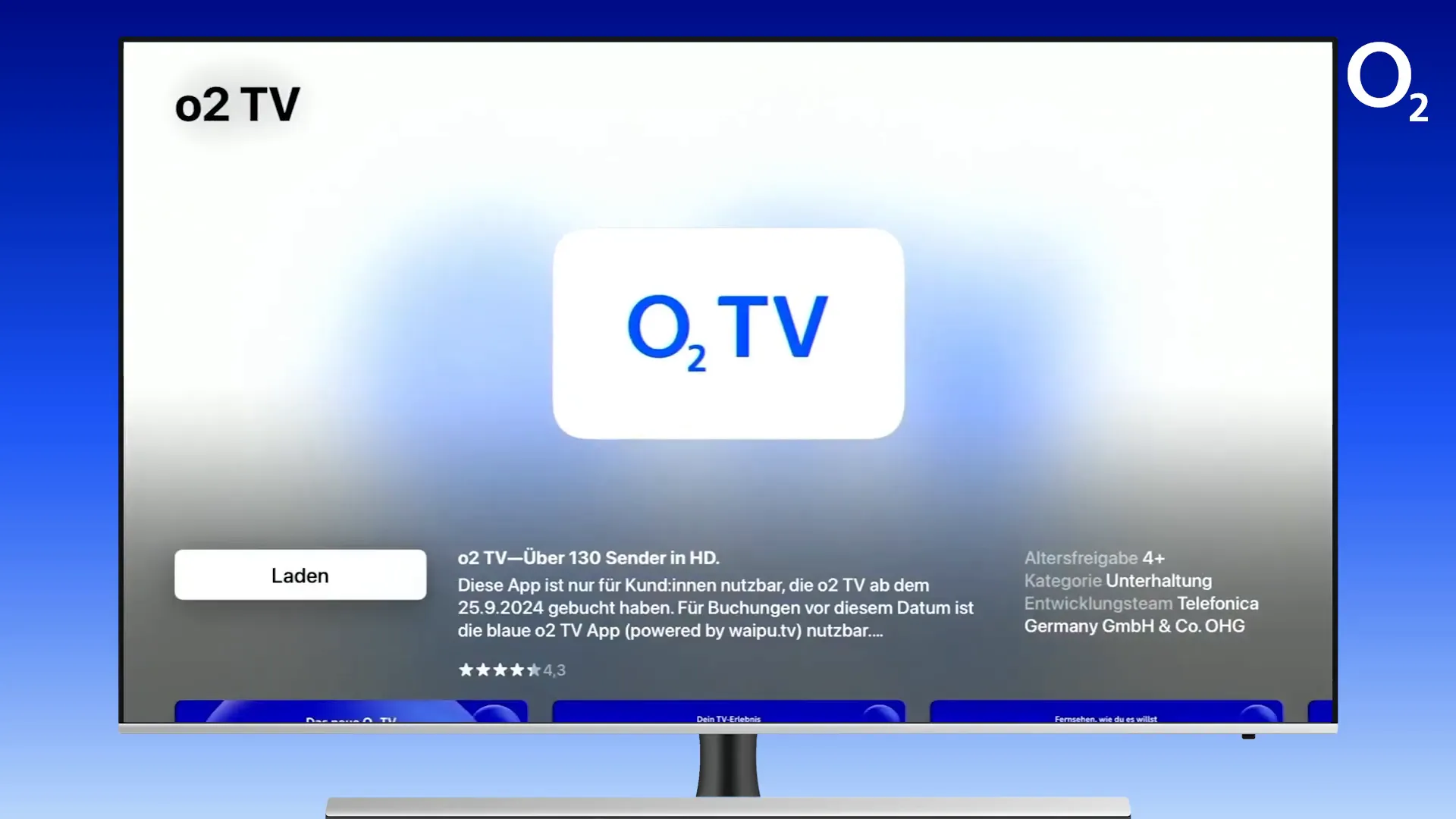 o2 TV-App in den Suchergebnissen