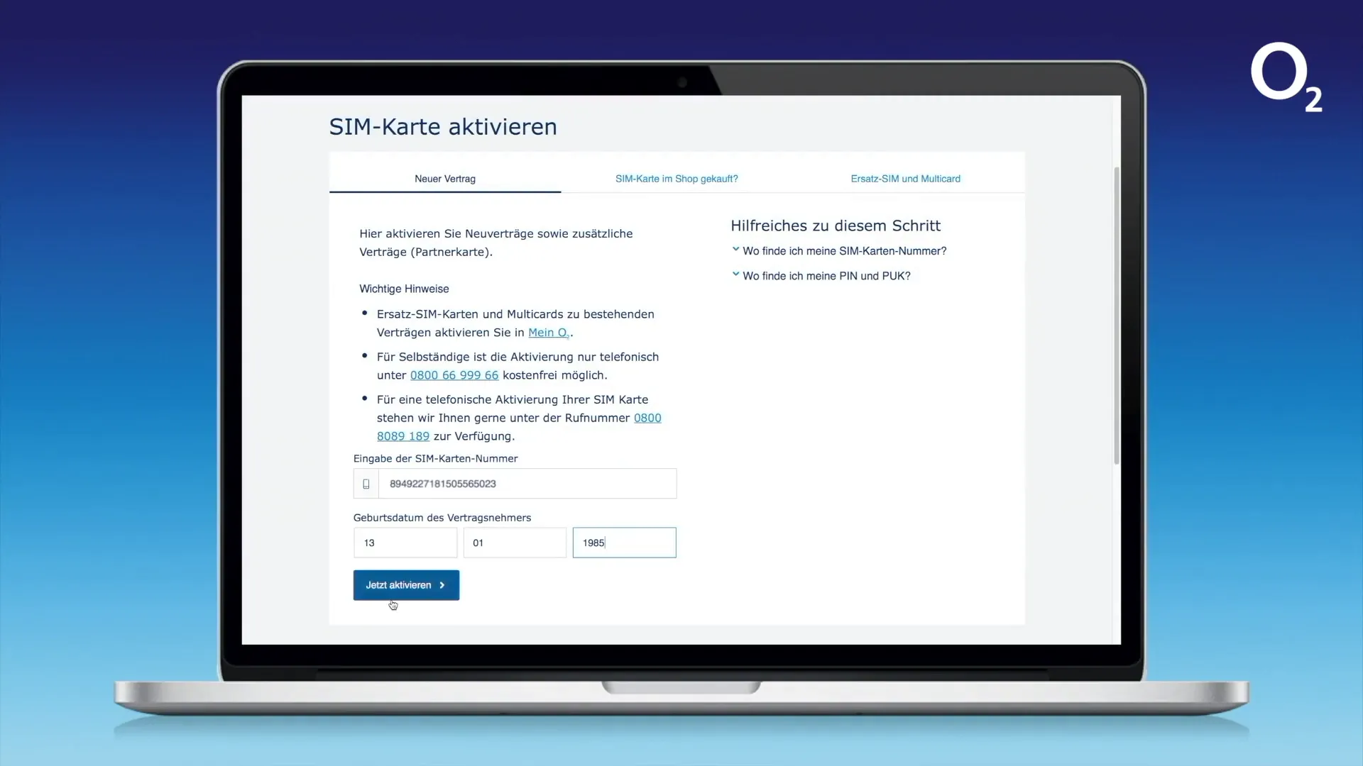 Aktivierung des Vertrags abschließen