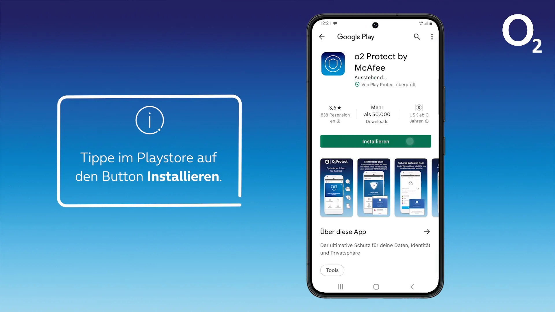 Play Store mit o2 Protect App