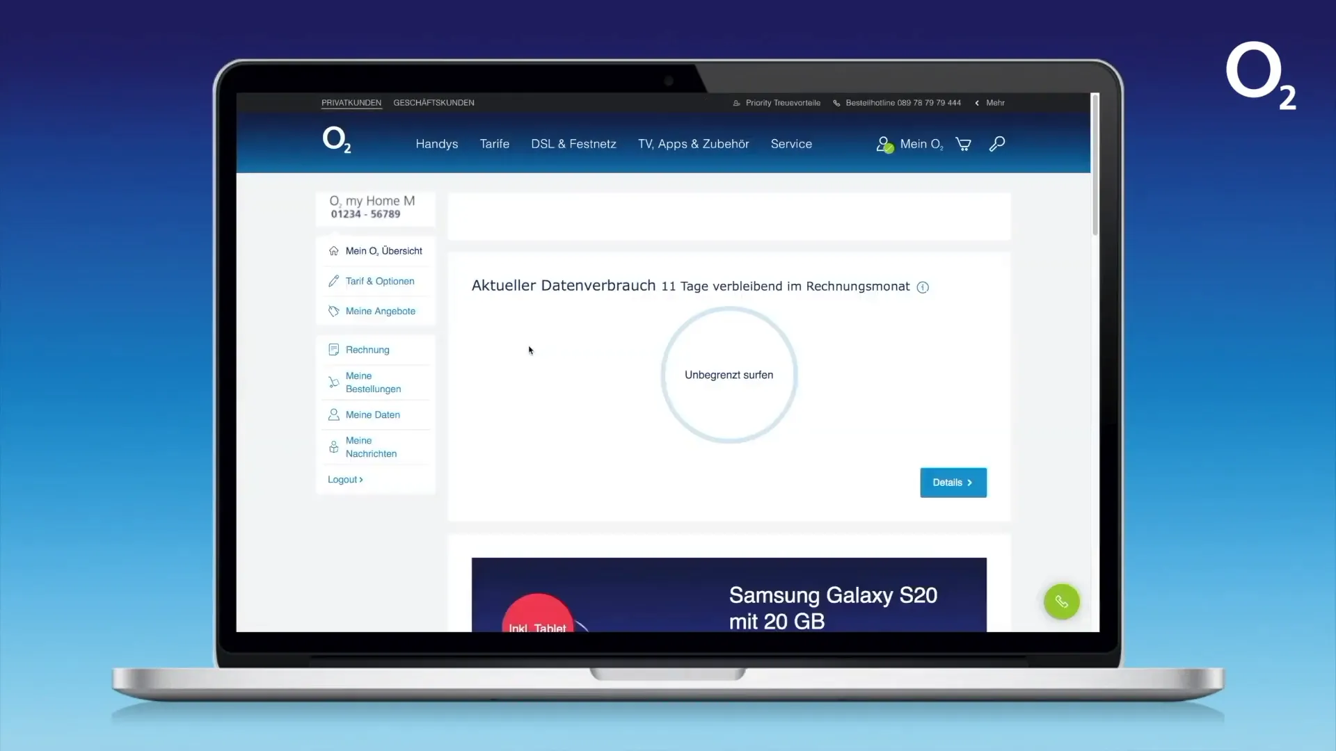 Zugriff auf das Mein o2 Portal