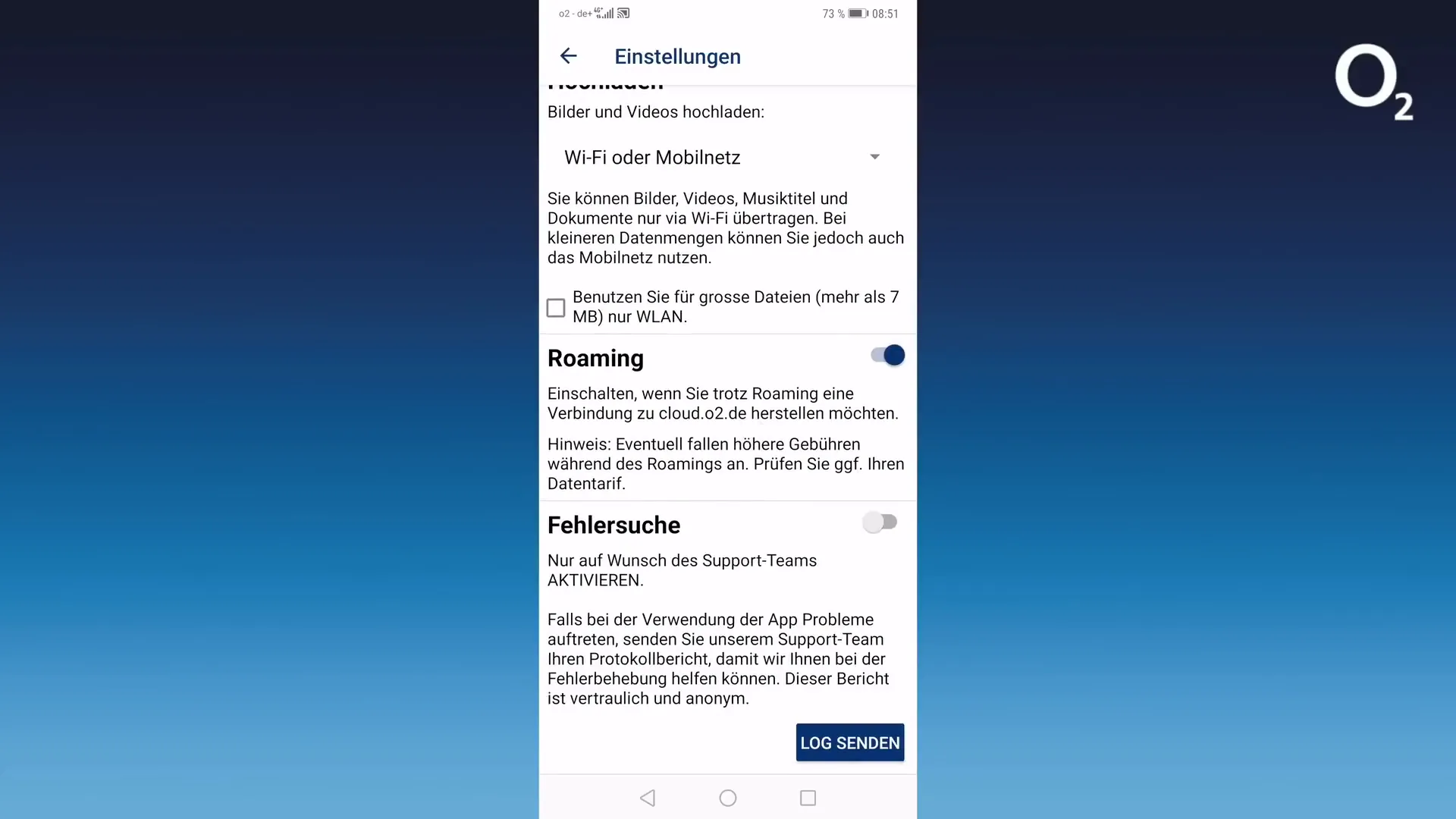 Hochladen über WLAN oder Mobilfunk