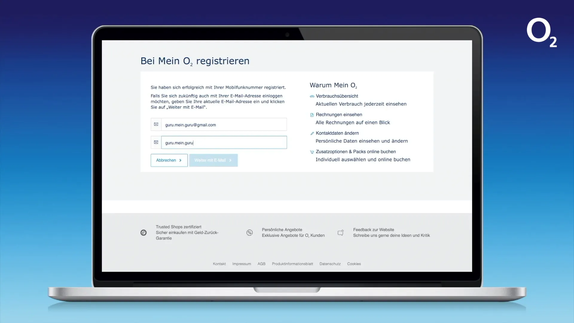 Bestätigung der Registrierung