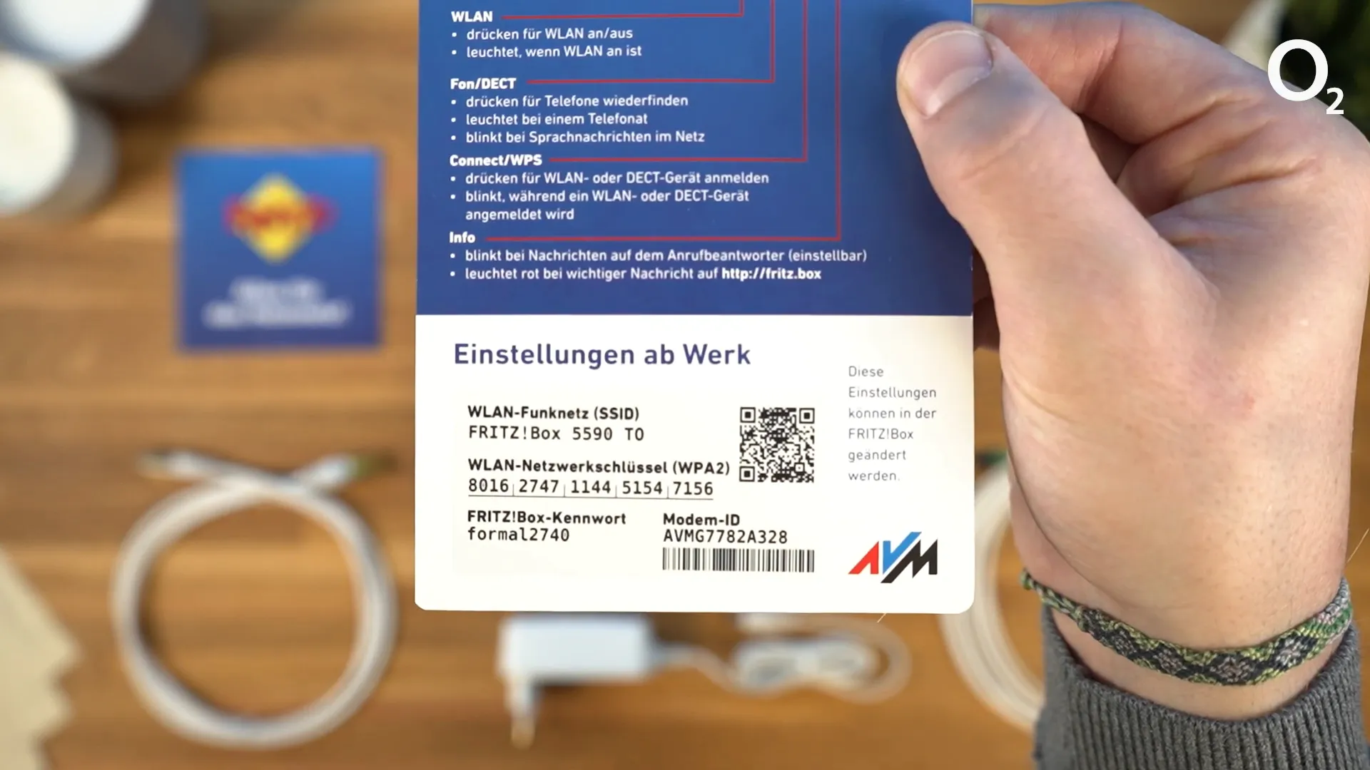Modem ID auf der Notizkarte