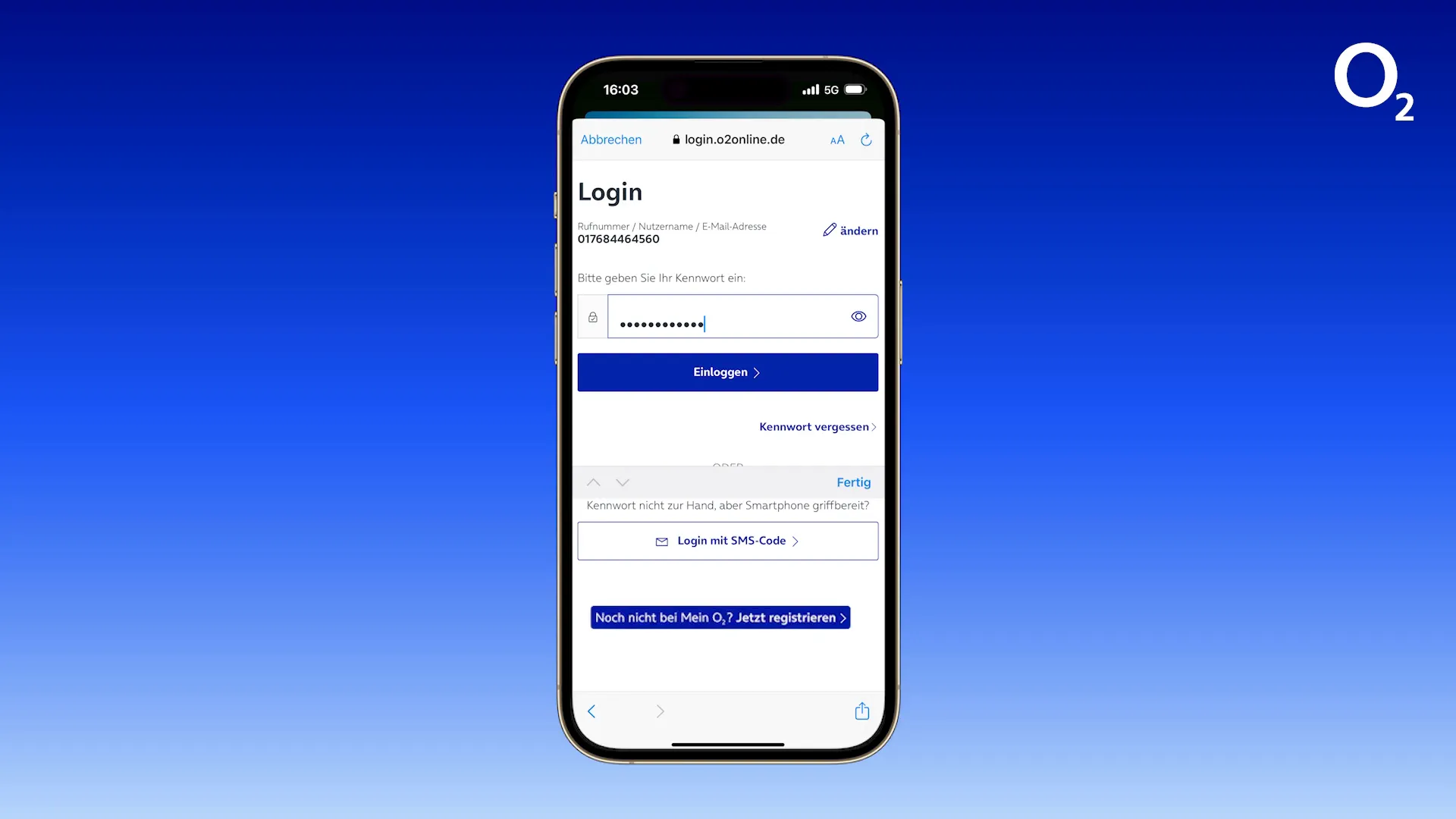 Registrierung für neue Nutzer in der Mein o2 App
