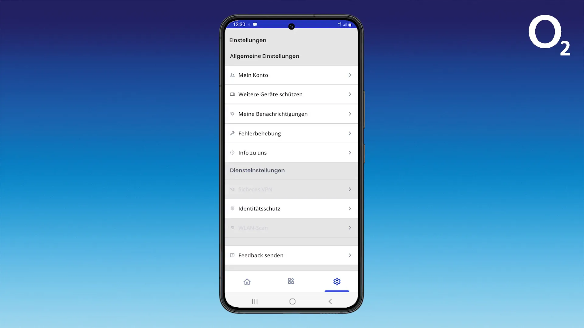 Einstellungen der o2 Protect App