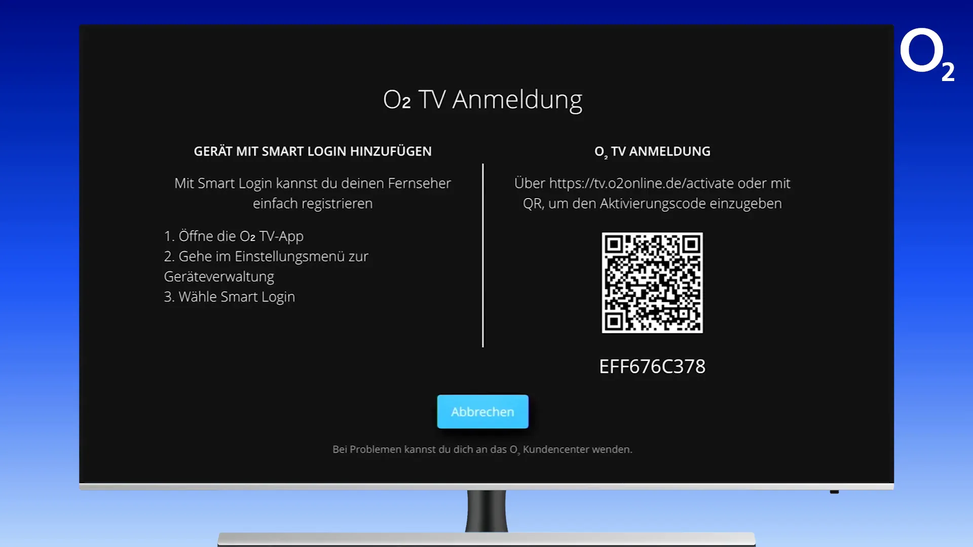 Startbildschirm der o2 TV-App