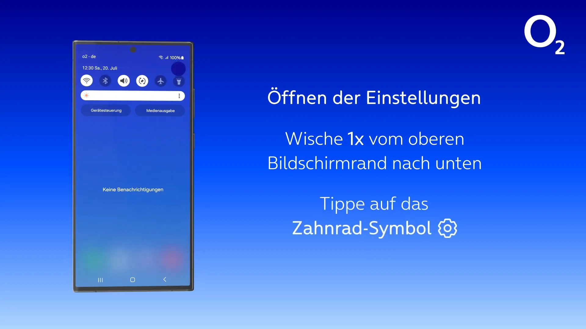 Zugriff auf die Einstellungen über das Zahnradsymbol