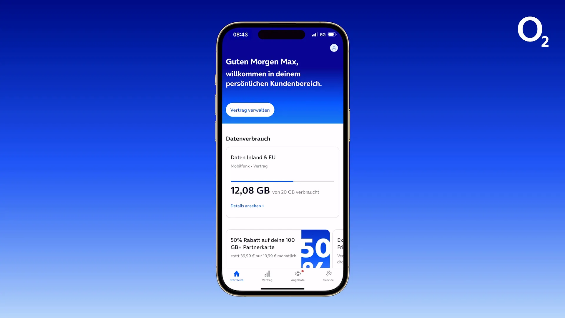 Navigationsleiste der Mein o2 App